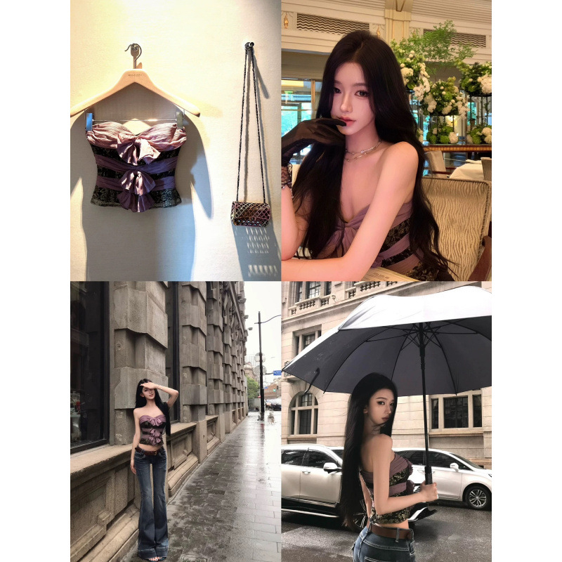 Pitsiline top patchworkiga ja sõlmega, kitsas lõige, 95% akrüül