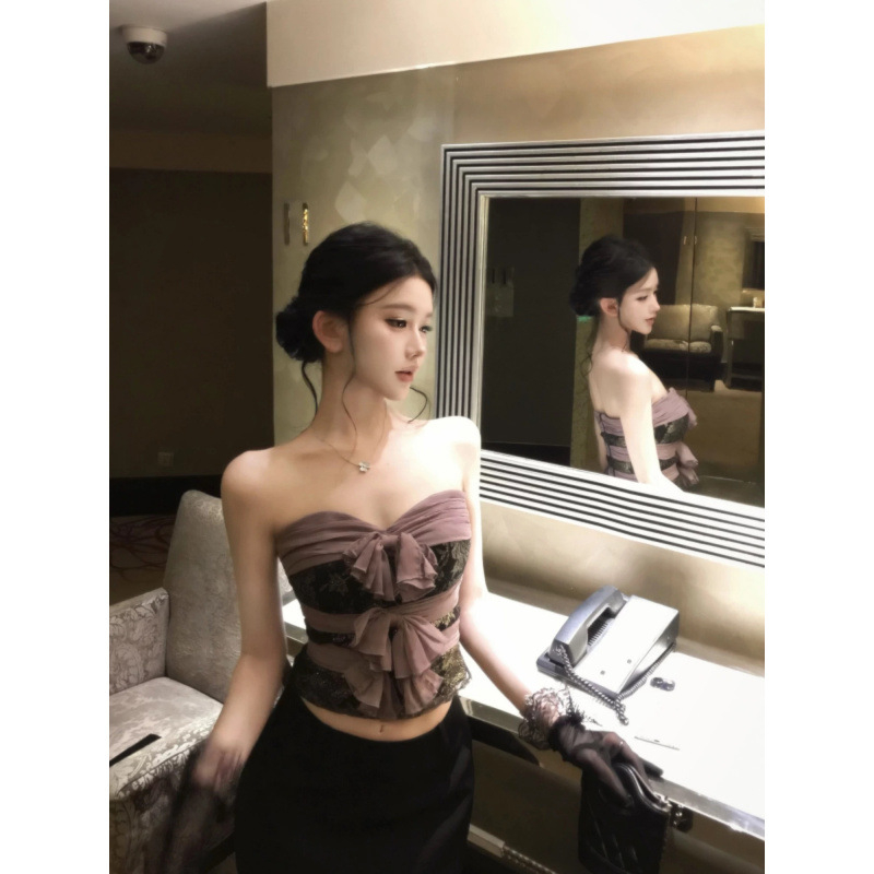 Pitsiline top patchworkiga ja sõlmega, kitsas lõige, 95% akrüül