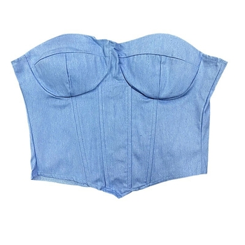 Tube Top koos korsetti talje disainiga, kitsas lõige, puuvill-poliester segu, eemaldatavad õlapaelad