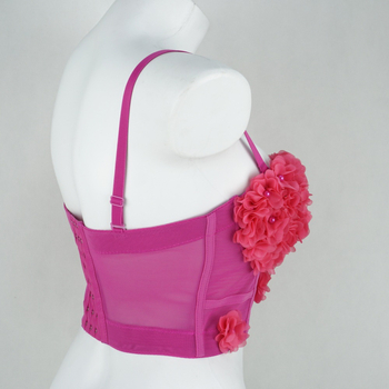 võrgustikust top beaditud 3D lilled, selja korsett, talje pikkus