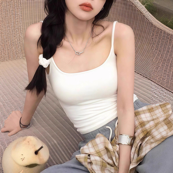 Naiste bezvarrukatega topp, slim-fit, Milk Silk koos Spandexiga, ultra-lühike pikkus ≤40 cm, tagasi disain, suvi 2024