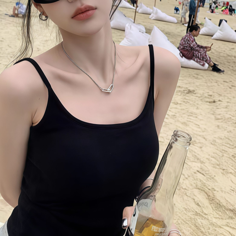 Naiste bezvarrukatega topp, slim-fit, Milk Silk koos Spandexiga, ultra-lühike pikkus ≤40 cm, tagasi disain, suvi 2024