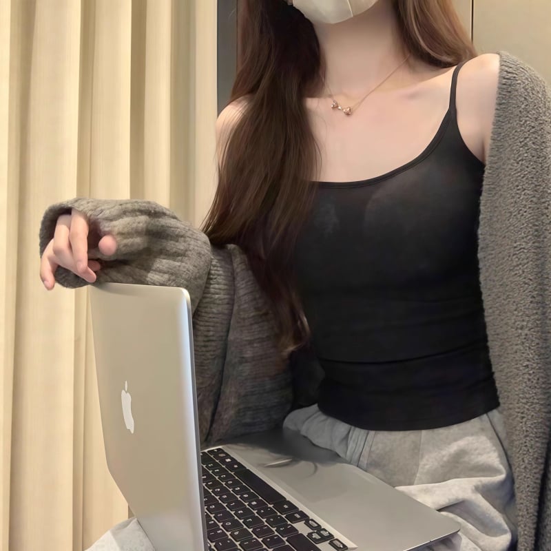 Naiste bezvarrukatega topp, slim-fit, Milk Silk koos Spandexiga, ultra-lühike pikkus ≤40 cm, tagasi disain, suvi 2024