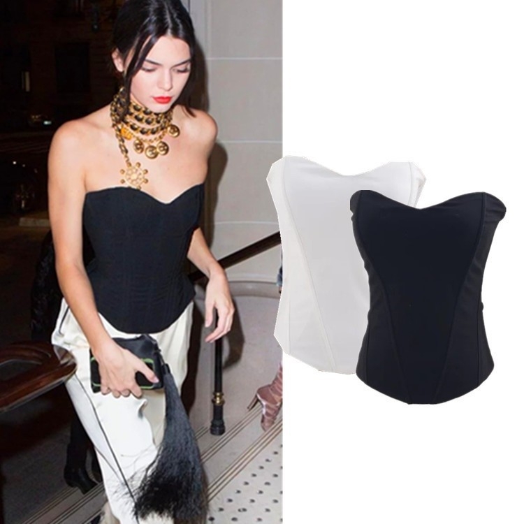 Korsetistopp ilma õlaõlaideta, 3D muster, talje pingutav ribikujulise konstruktsiooniga, lühike pikkus 40–50 cm, puuvill/elastaan