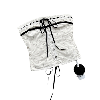 Lace-Up Tube Top ilma õladeta, puuvill 50–70%, spandex <30%, lühike pikkus