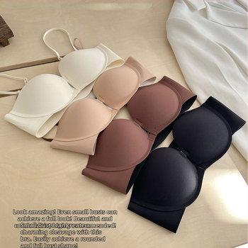Nailonist bra wrap/tube top, be õlgadest, topelt eeslukk, ristatud selg, 1/2 tass, keskmise kujuga tass