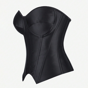 Poliestera korsetes-top bez pleciem ar zivju kaula karkasu, iekšējām krūšu veidošanai, sānu rāvējslēdzējs, vidukļa garums