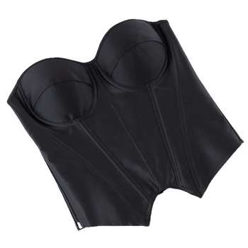 Poliestera korsetes-top bez pleciem ar zivju kaula karkasu, iekšējām krūšu veidošanai, sānu rāvējslēdzējs, vidukļa garums