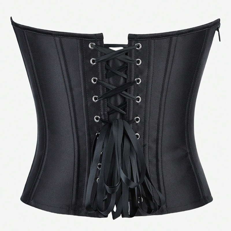 Poliestera korsetes-top bez pleciem ar zivju kaula karkasu, iekšējām krūšu veidošanai, sānu rāvējslēdzējs, vidukļa garums