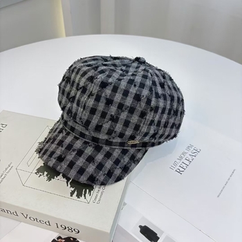Novi britanski stilski jednobojni veliki osmerokutni šešir za muškarce i žene iz 2025., zakrivljeni vizir s pačjim kljunom za proljeće i jesen