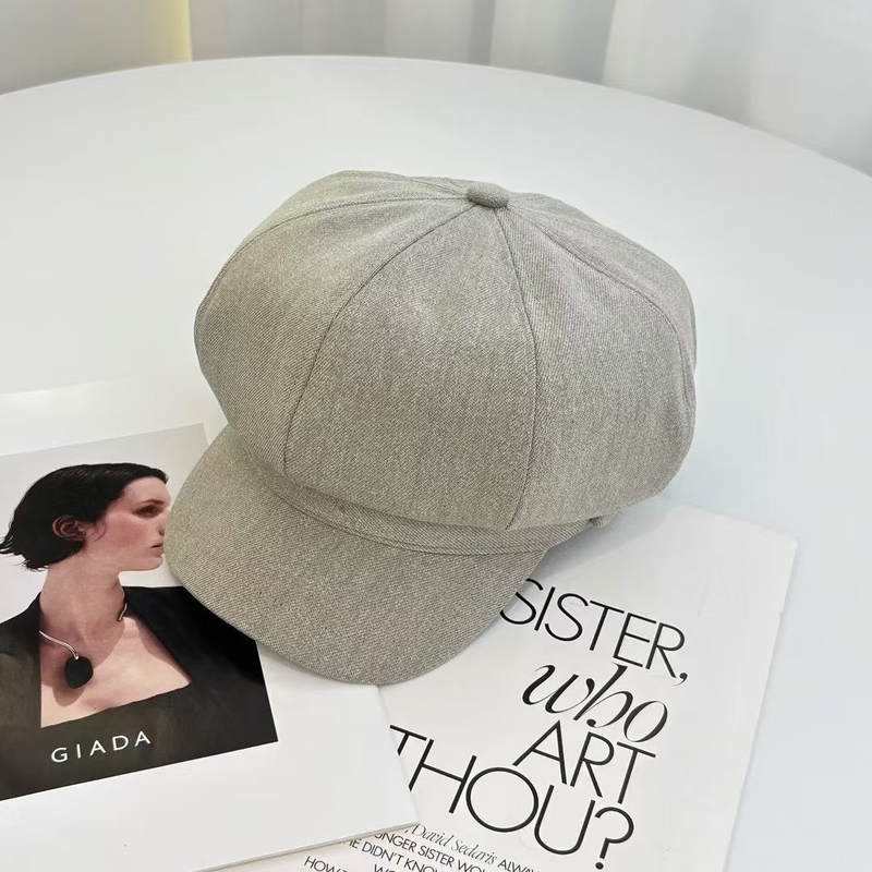 Novi britanski stilski jednobojni veliki osmerokutni šešir za muškarce i žene iz 2025., zakrivljeni vizir s pačjim kljunom za proljeće i jesen