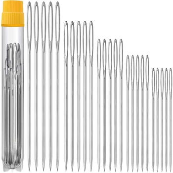 15/25 tērauda adatu komplekts ar lielām acīm vienkāršai diega ievēršanai, pašrocīgs šūšanas instruments