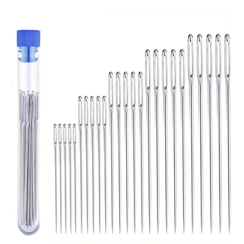 15/25 tērauda adatu komplekts ar lielām acīm vienkāršai diega ievēršanai, pašrocīgs šūšanas instruments