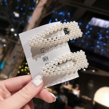 Комплект корейски перлени щипки за коса за възрастни, известен в Instagram, включващ странични щипки, фиби и щипки за коса с бретон във формата на фея, както и шапки за жени.