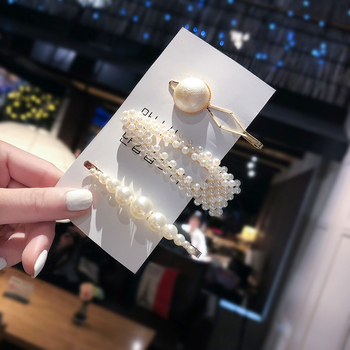 Комплект корейски перлени щипки за коса за възрастни, известен в Instagram, включващ странични щипки, фиби и щипки за коса с бретон във формата на фея, както и шапки за жени.