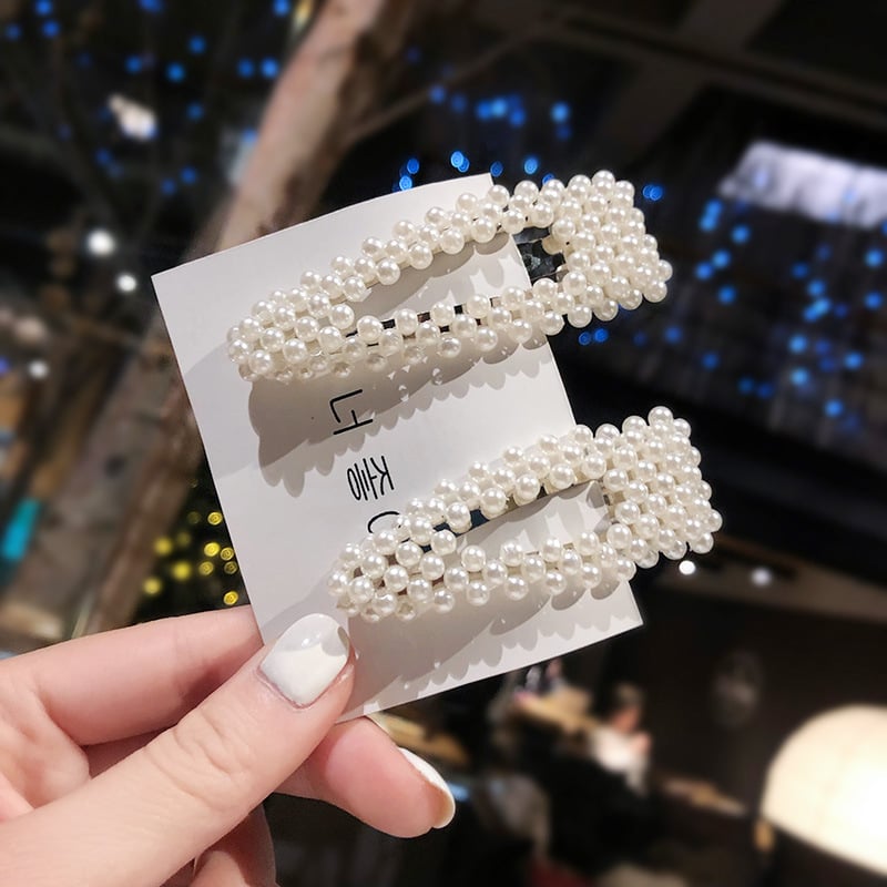 Комплект корейски перлени щипки за коса за възрастни, известен в Instagram, включващ странични щипки, фиби и щипки за коса с бретон във формата на фея, както и шапки за жени.