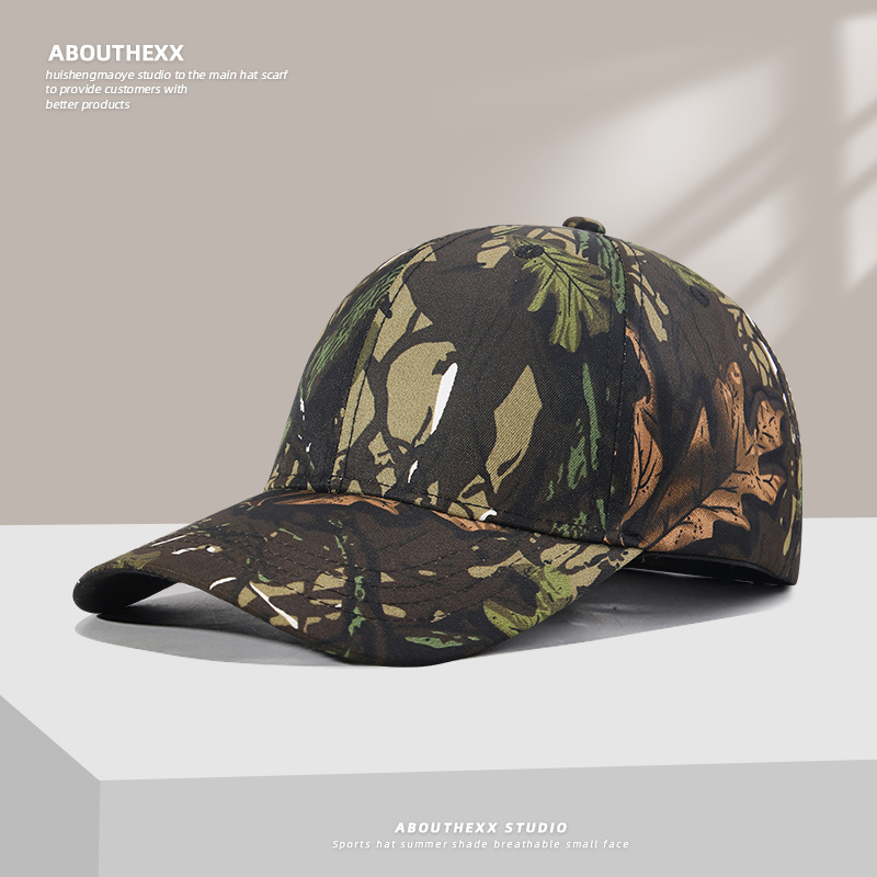 Шапки за външна търговия, бейзболни шапки с камуфлажни листа в европейски и американски стил, трансгранични хип-хоп мъжки и дамски нишови слънцезащитни шапки на едро, модерни