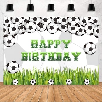 Naujas tarpvalstybinis gimtadienio fotografijos fonas, futbolo tematikos gimtadienio dekoracija