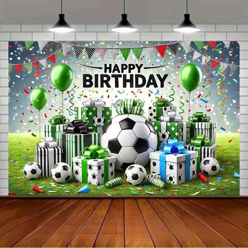 Naujas tarpvalstybinis gimtadienio fotografijos fonas, futbolo tematikos gimtadienio dekoracija