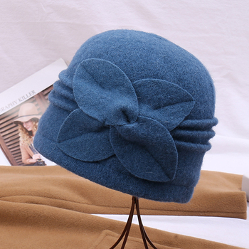 Őszi-téli széles karimájú kalap anyukáknak, multifunkcionális és meleg, négylevelű lóhere és napraforgó mintákkal díszítve középkorúaknak és idősebbeknek.