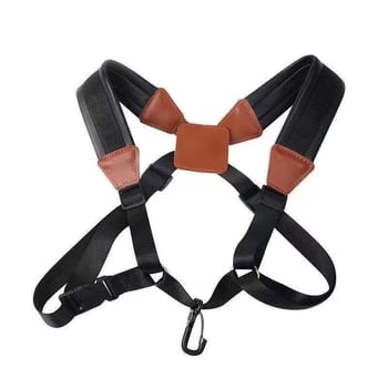 Rūpnīcas vairumtirdzniecības saksofona siksnas ar dubultiem metāla plecu āķiem, īsta āda pieaugušajiem un bērniem, alta un tenora saksofonam