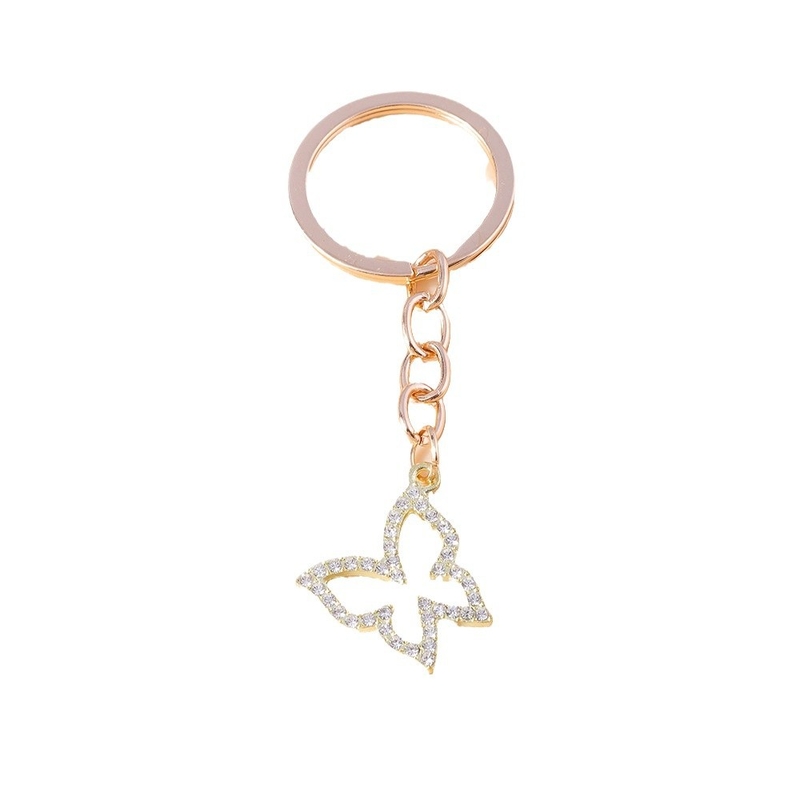 Novi europski i američki prekogranični nakit, moderan dizajn privjeska za ključeve sa životinjama, privjesak za ključeve sa šupljim kristalnim leptirom, privjesak za ključeve