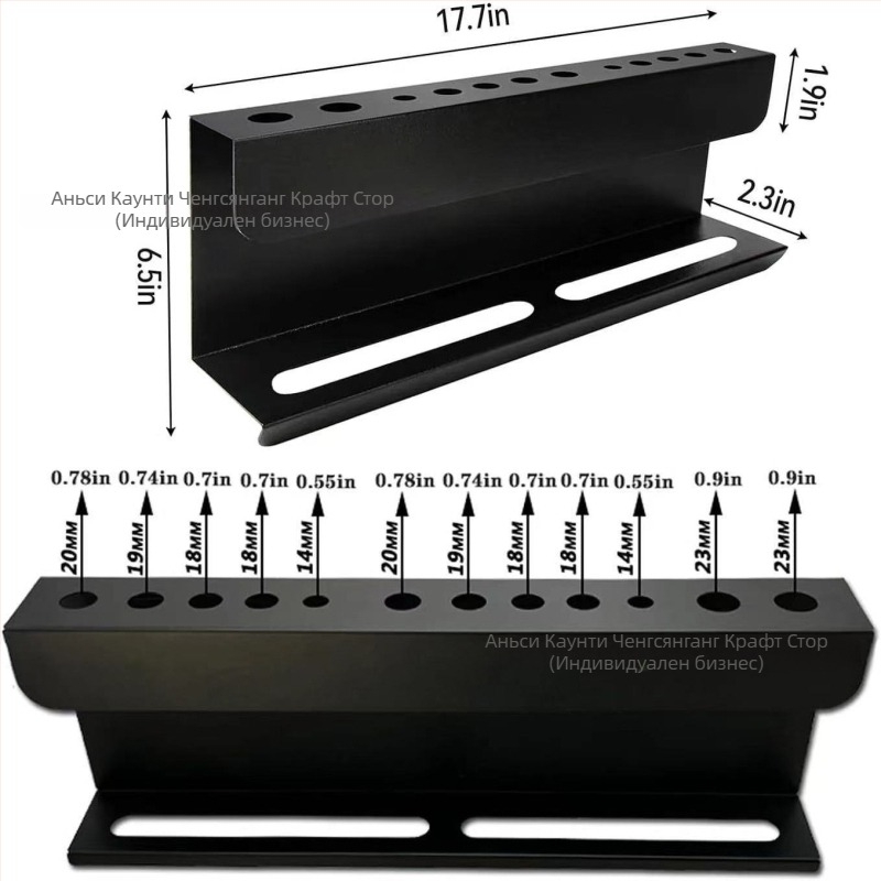 Двуетажен стелаж за съхранение на четки за автомобилно миене, метален корпус от въглеродна стомана, монтаж със винтове, настолно съхранение