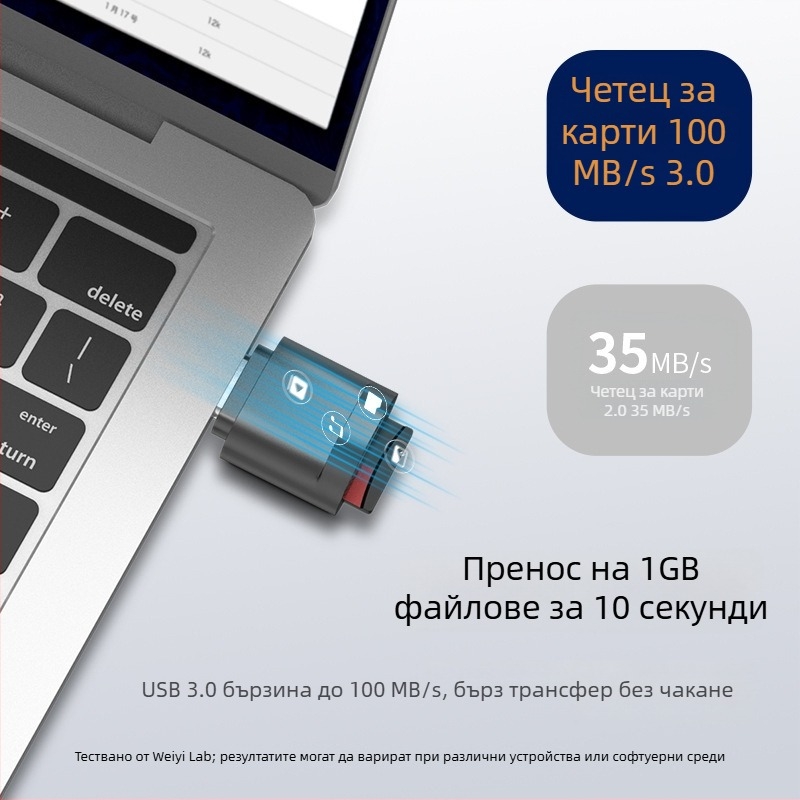 USB-C OTG TF четец за мобилни телефони и таблети — USB 2.0, Type-C, TF карта поддръжка, външен монтаж
