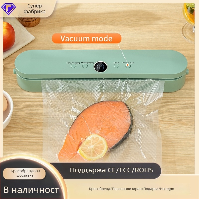 Вакуумна машина за опаковане на храни с LCD дисплей, автоматично вакуумиране, 10W 5V, ABS корпус, капацитет под 500 мл, компактно домашно кухненско устройство