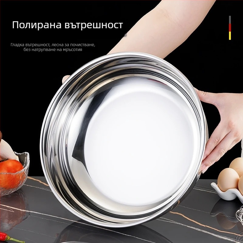 Удебелен неръждаем кухненски съд за супа и тесто с функция за нагряване; ултра-дебел, за дома