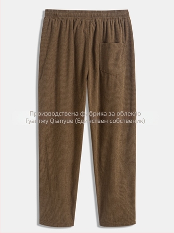 Casual мъжки дълги панталони - прави крачоли, средна талия, полиестер, дишащи, пролет 2025