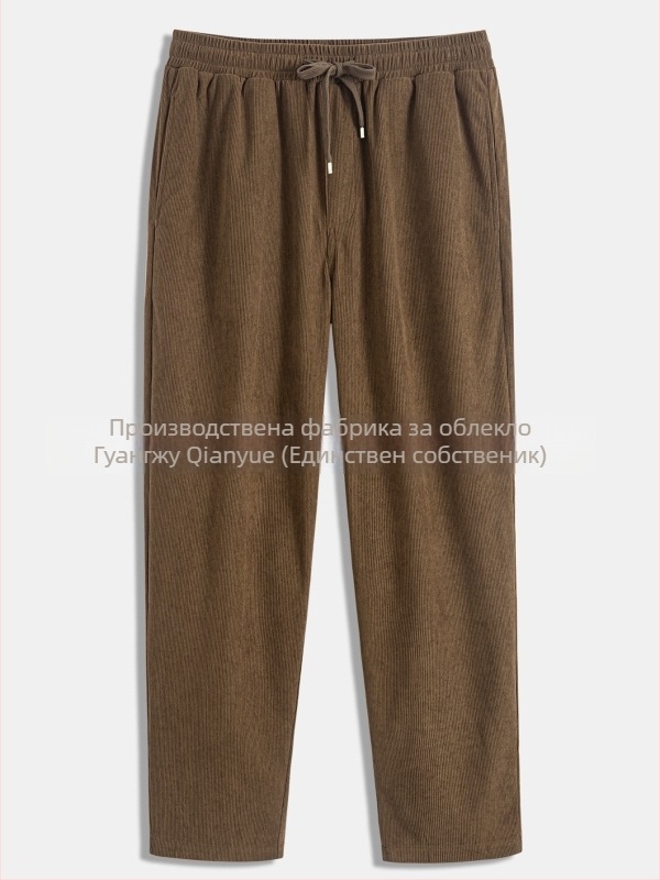 Casual мъжки дълги панталони - прави крачоли, средна талия, полиестер, дишащи, пролет 2025