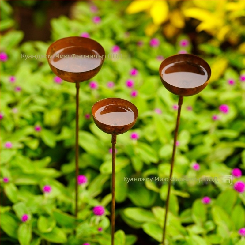 Метален декоративен стълб за градина с мотиви пчела и пеперуда – хранилка за птици, външна декорация, прост стил, ретро