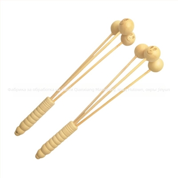 Дървен масажен чук за крака – механичен контрол, без захранване, 3 кръгли глави за масаж, CVT предаване, издание 2022