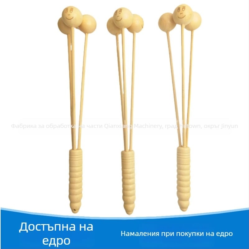 Дървен масажен чук за крака – механичен контрол, без захранване, 3 кръгли глави за масаж, CVT предаване, издание 2022