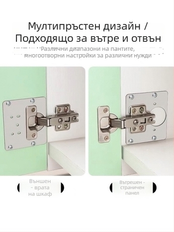 Монтажна плоча за панти от неръждаема стомана за шкафове и гардероби с отвори за винтове