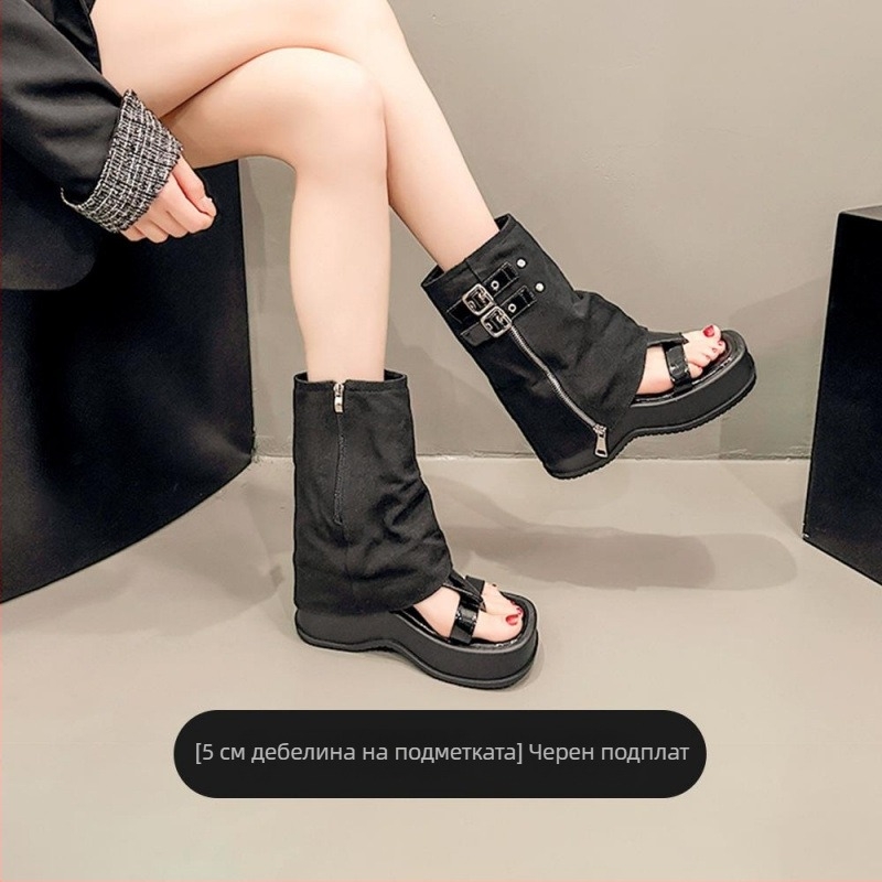 Сандали с една презрамка — горно: супер фибър; нос: кръгъл; вътрешност: PU; подметка: композитна