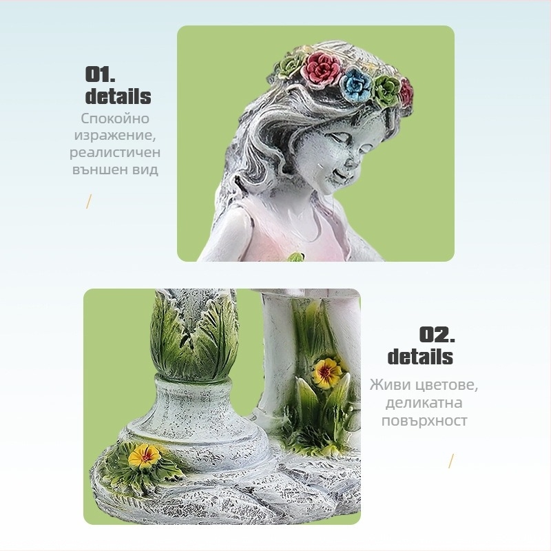 Градинска статуя от смола на фея – стил American Country, XZ018 Small Fairy, марка XinZhan Electronics