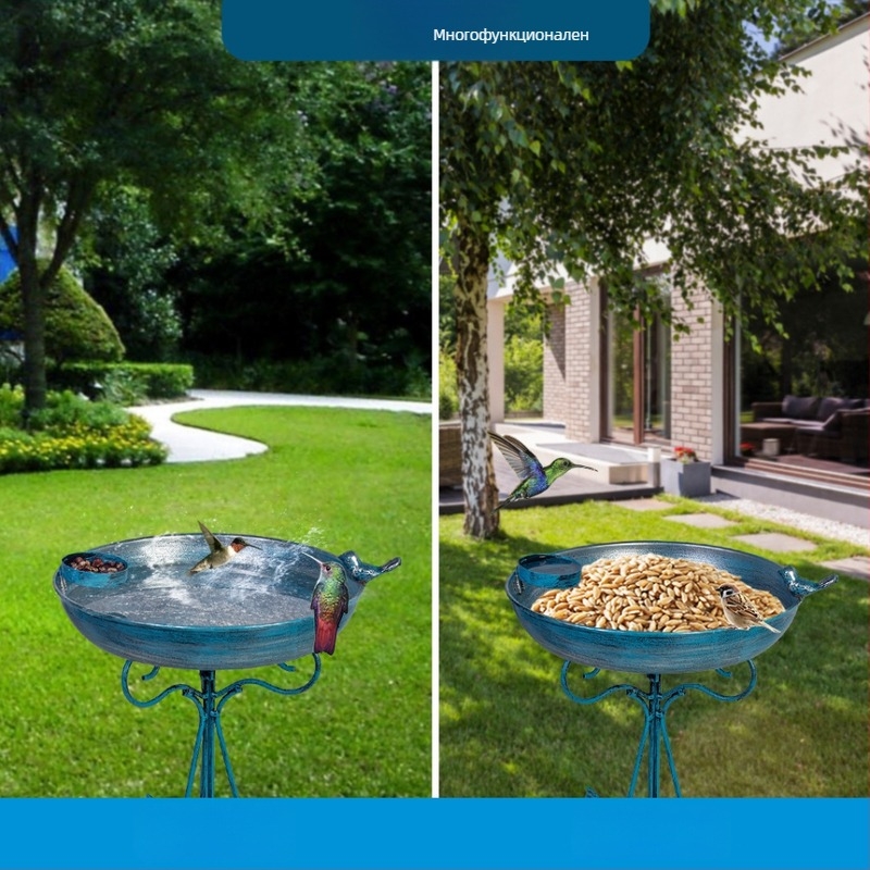 Водопой и хранилка за птици, градинска украса от желязо — конструкция от желязо, полу-ръчна и полу-механична изработка, модел Yf47050301