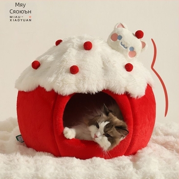 Закрита котешка къща за зимен уют — гнездо/клетка; материал: PP памук; подходяща за котки