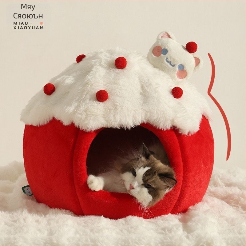 Закрита котешка къща за зимен уют — гнездо/клетка; материал: PP памук; подходяща за котки