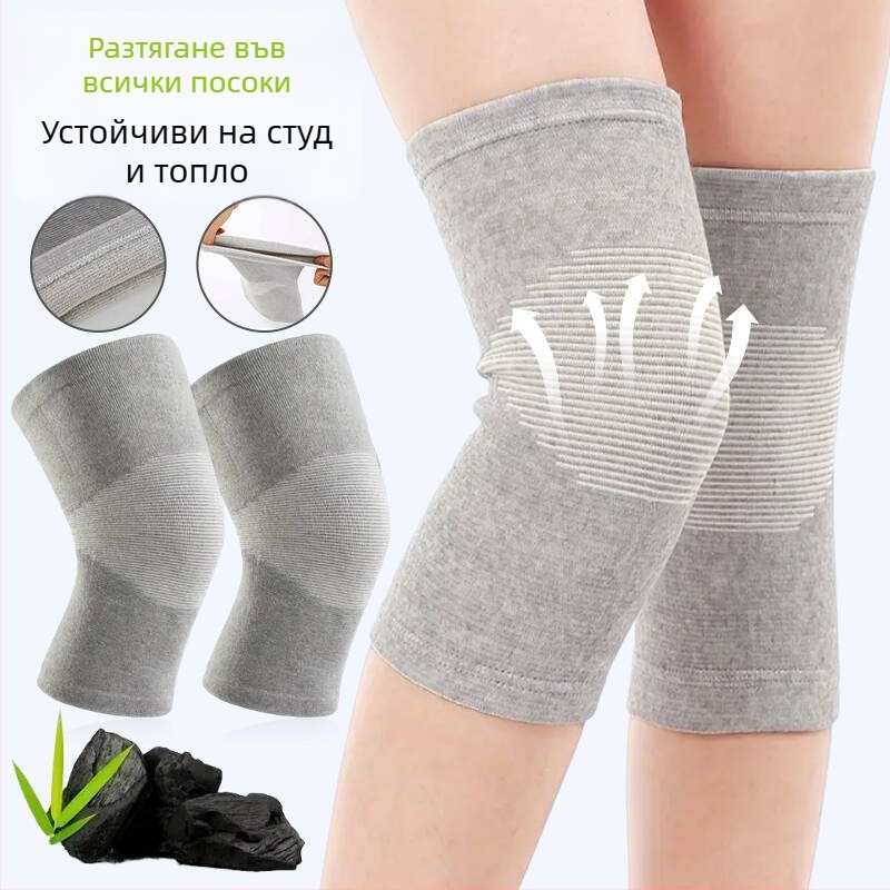 Коленна защита със четиристранна еластичност и бамбуков въглен — топъл, компресионен протектор за бадминтон и спортове