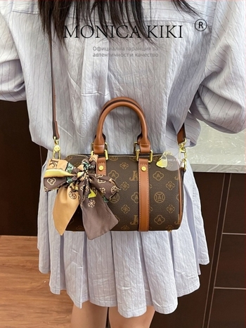 Monica Kiki Бостън чанта, възглавнична форма, PVC, европейско-американски ретро стил, закопчаване цип