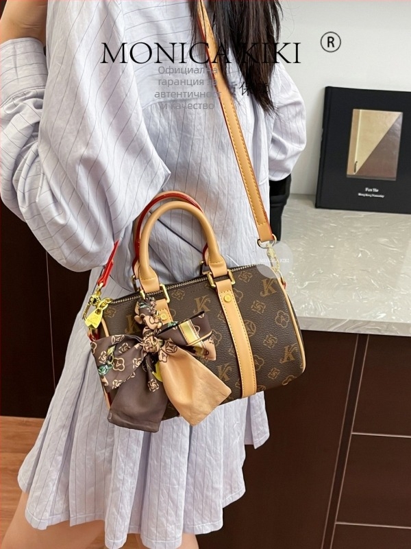 Monica Kiki Бостън чанта, възглавнична форма, PVC, европейско-американски ретро стил, закопчаване цип