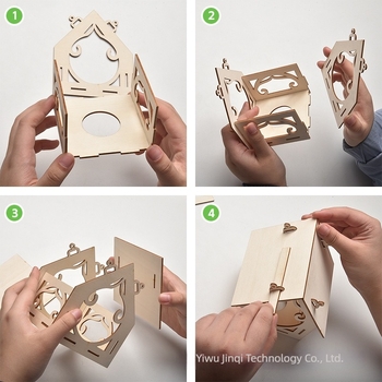 Птича къщичка – дървен DIY комплект за рисуване, образователно сглобяем комплект, карикатурен стил, за дома, подарък за парти