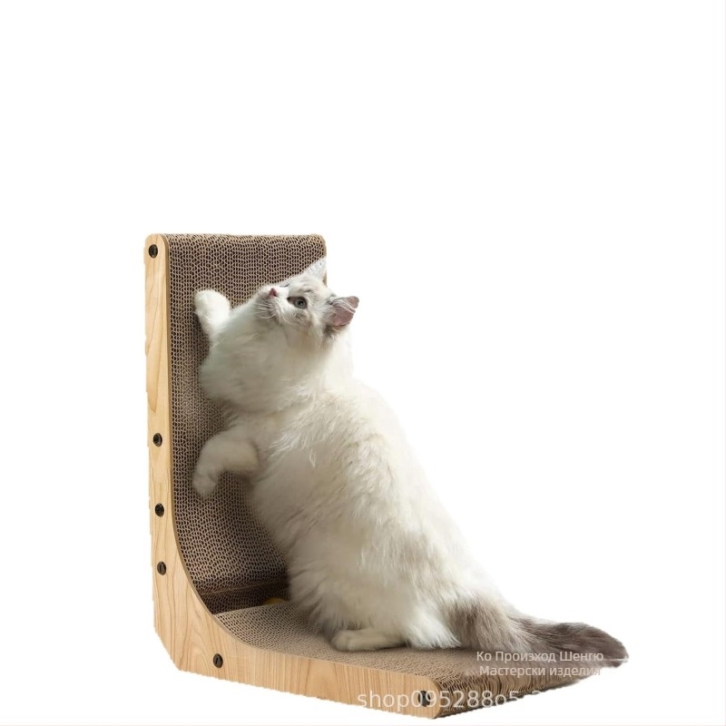 Дъска за драскане за котки с интегрирано котешко легло, устойчива и без разсипване на козина, камбанка с котешка мента (6521, стил: сладък)