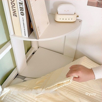 Ъглов рафт за легло с 6 слоя и шкаф за нощно шкафче – ъглова библиотека за двуетажно легло, скандинавски стил, изкуствена дъска