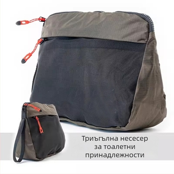 Чанта за тоалетни принадлежности – японски стил, ултралека, водоустойчива найлонова чанта с триъгълна мрежеста част за пътуване на открито