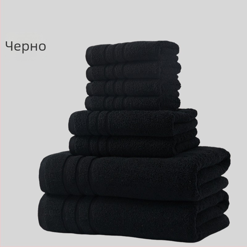 Осемчастен комплект хавлиени кърпи за баня и лице от 100% памук, дебели и меки, общо тегло 1560 g, подходящ за печат на лого и персонализиране за частна марка