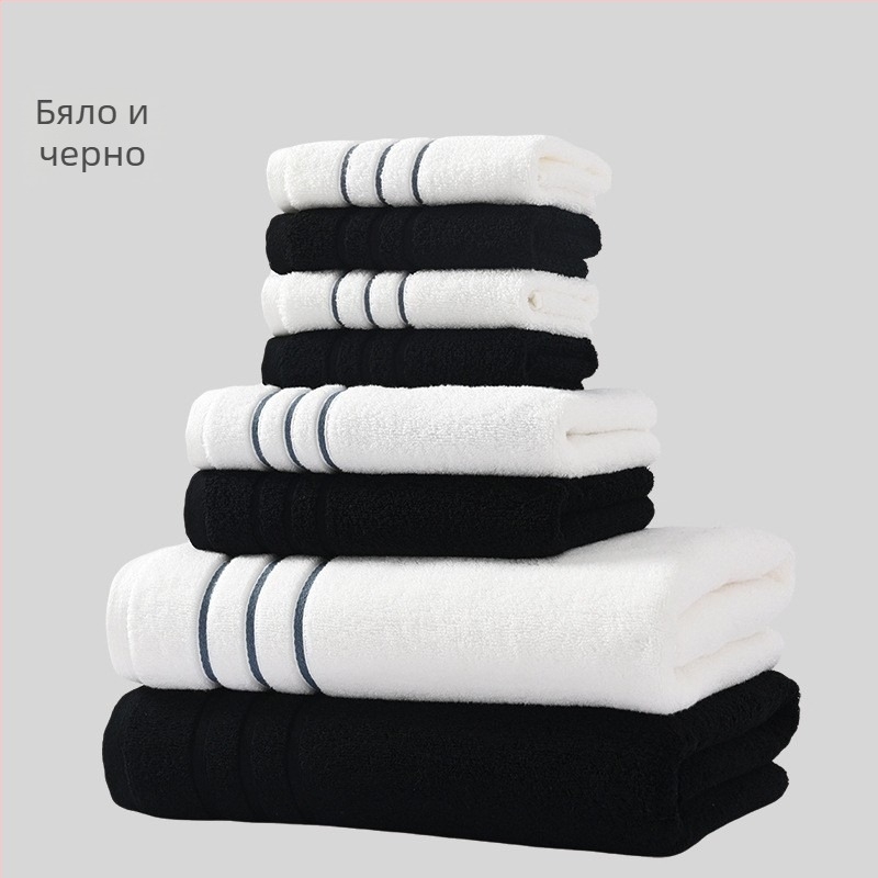 Осемчастен комплект хавлиени кърпи за баня и лице от 100% памук, дебели и меки, общо тегло 1560 g, подходящ за печат на лого и персонализиране за частна марка
